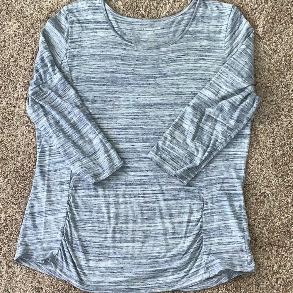Liz Claiborne Weekend blue/white stripe scoop neck, 3/4 sleeve top Size XL